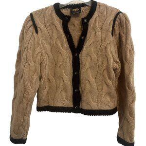 Vtg Lanamoden Salzburg Austria Sweater Button Up Pure Wool Cardigan Size M Brown